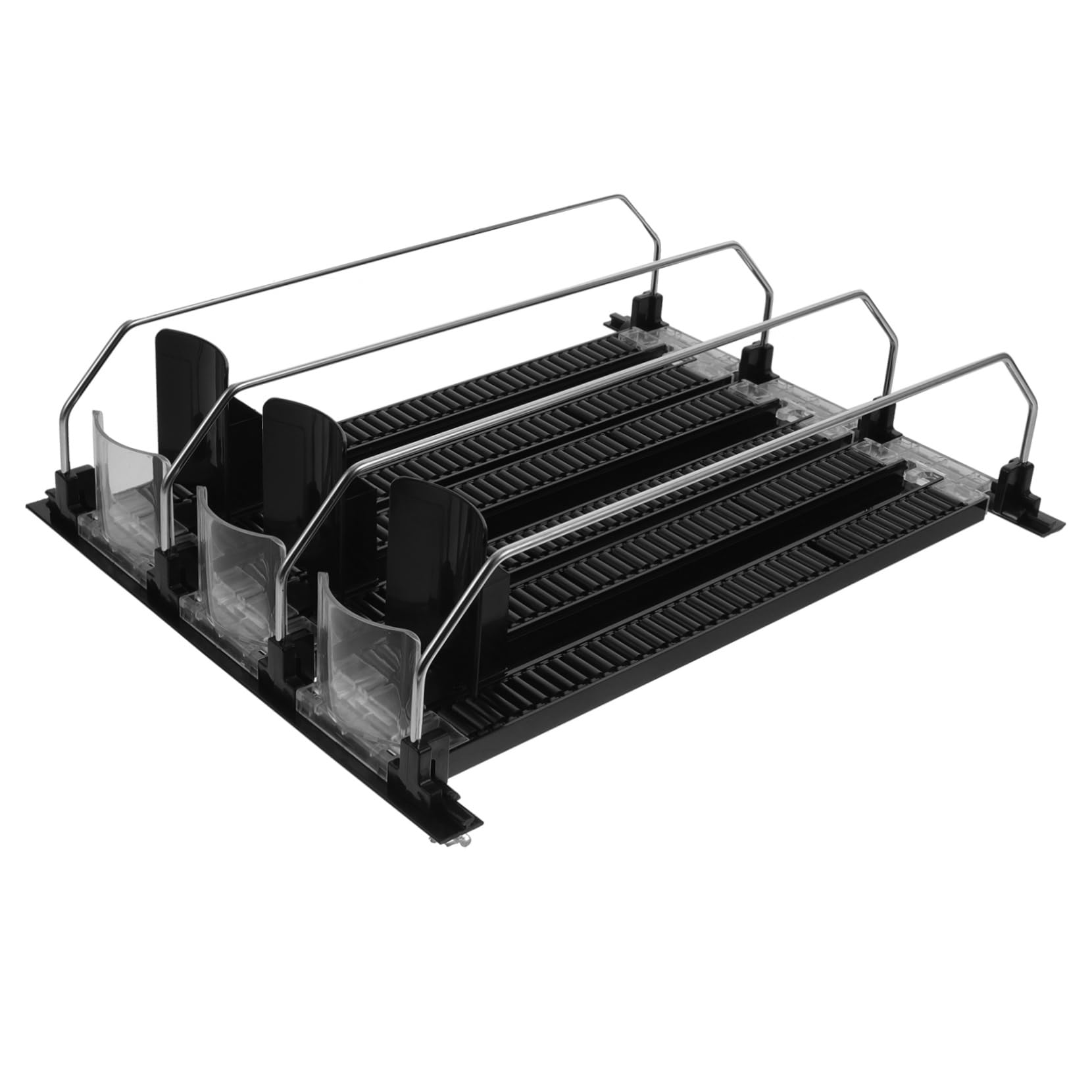 3 Unidades, Organizador de Bebidas para Nevera, Abs y Acero Inoxidable, Negro, Dispensador Automático de Latas, Fácil de Instalar