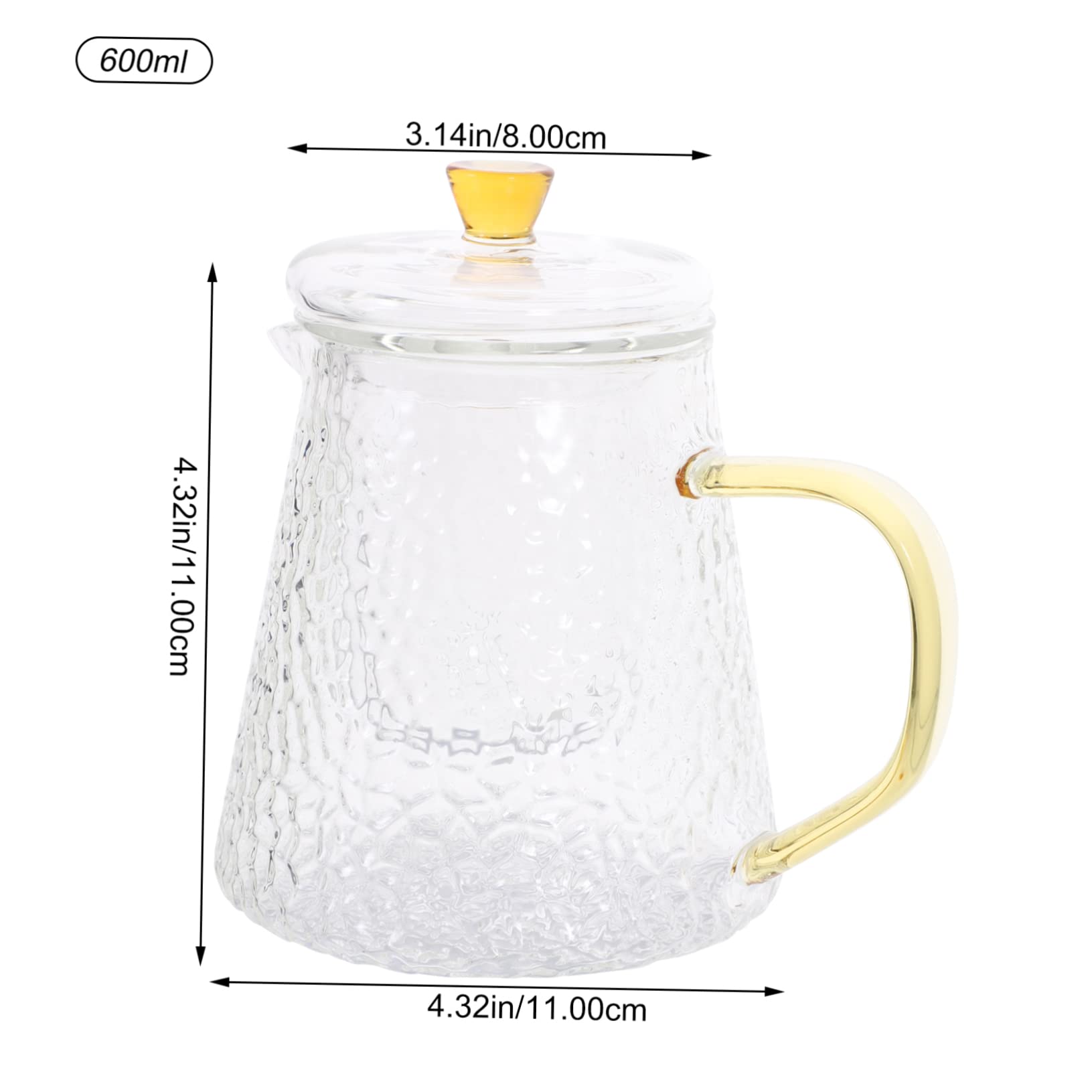 Handliche Teekanne aus Hochhitzebeständigem Borosilikatglas 600ml mit Integriertem Sieb und Transparenter Optik für Losen Tee Zuhause und Büro