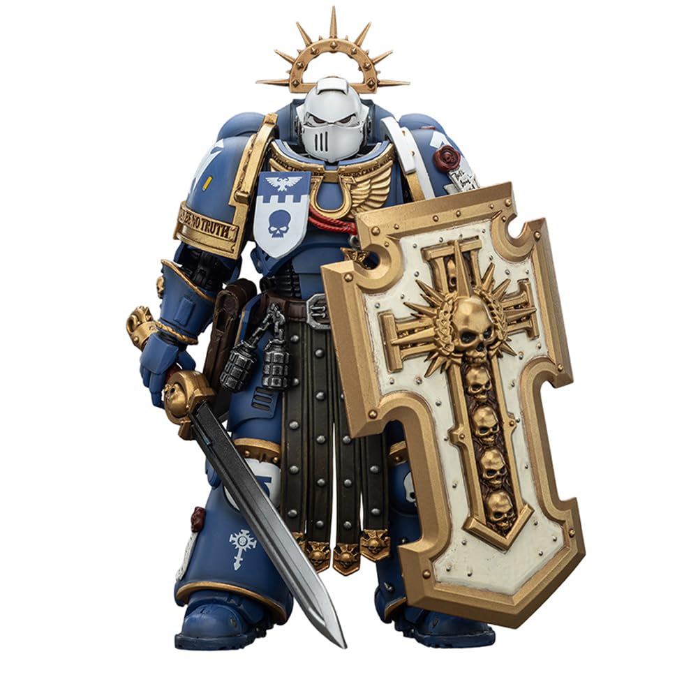 JOYTOY Warhammer 40K Spacemarine Ultramarines Torvald with Power Sword, Stormshield and Bolt Pistol 1/18 Action Figure — image 1