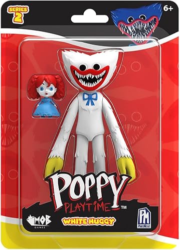 Poppy Playtime - Figura de acción Huggy Wuggy blanca (figura de 5 pulgadas de alto, serie 2)