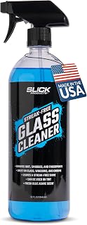 Slick Products Streak-Free Glass Cleaner – Ammonia-Free Window, Mirror, Chrome & Tint Cleaner – Removes Dirt, Smudges & Fingerprints – Ready-to-Use – 32 oz.