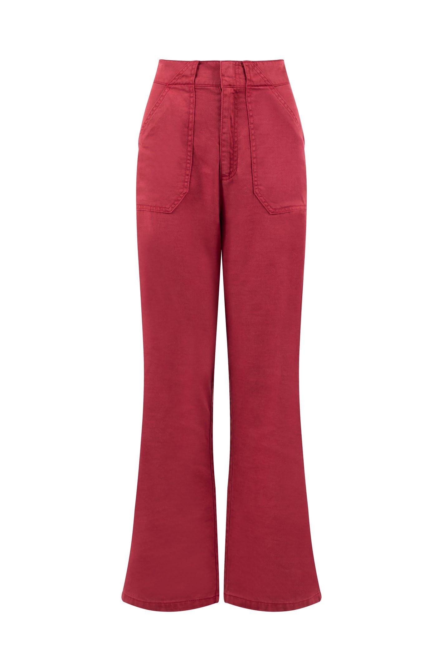 Weird Fish Women's Farida Wide Leg Trouser in Red | Size: 14