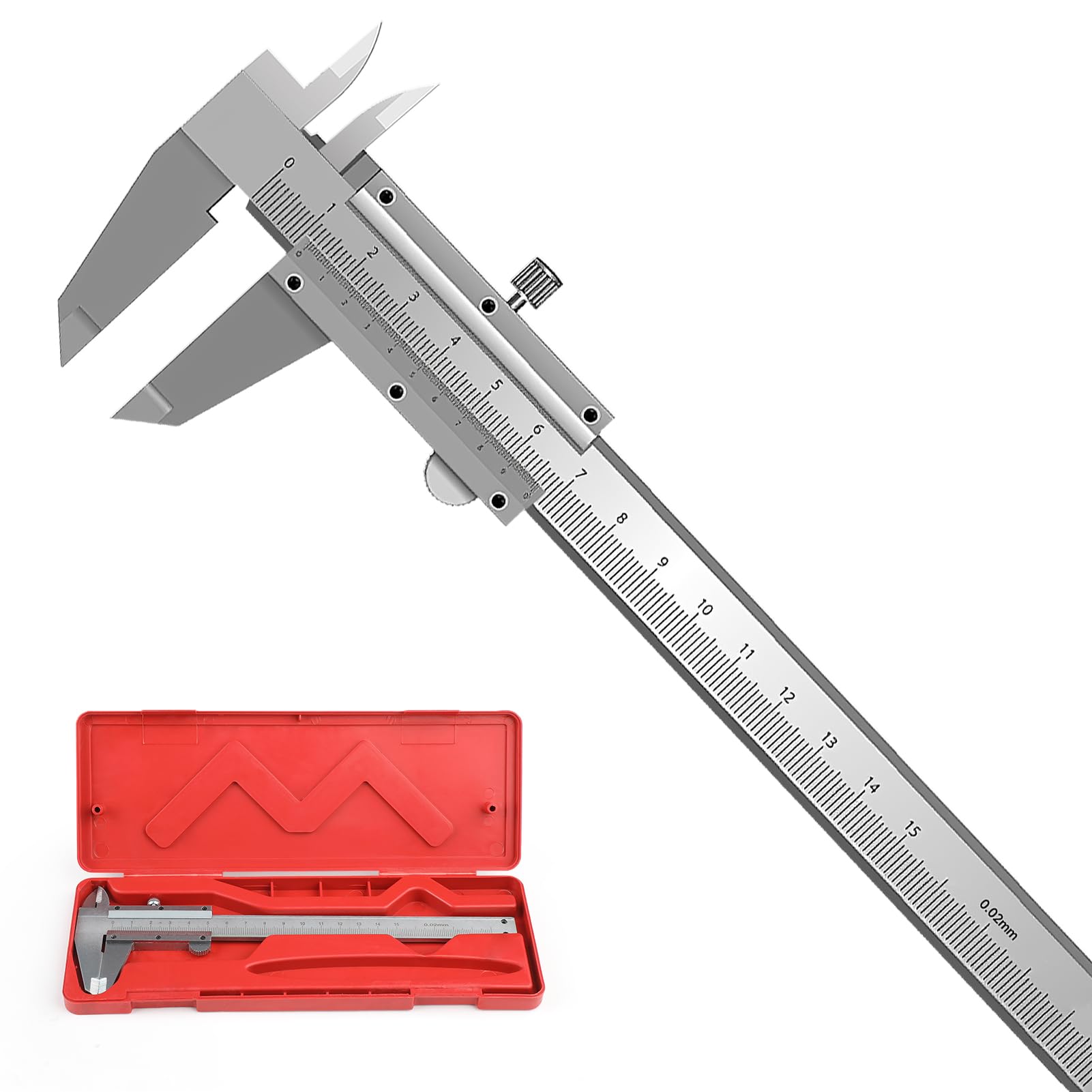 Pie de Rey 0-150mm, Calibrador, Herramientas de medición de precisión ajustables 0.02 mm, Calibre Pie de Rey Para Mediciones Domésticas, de Bricolaje o Profesionales, Con caja de almacenamiento