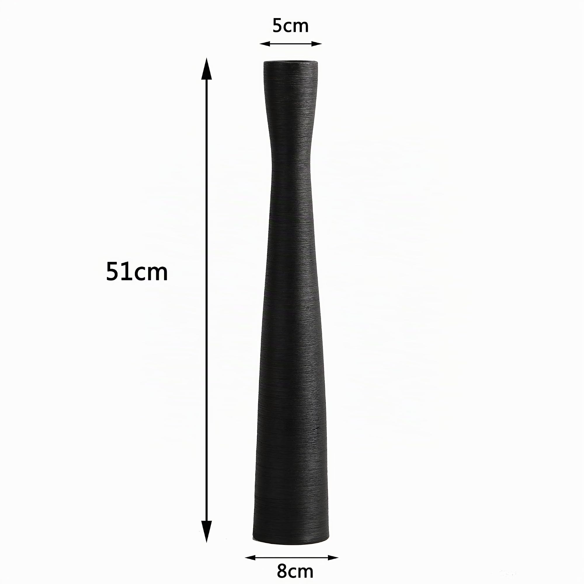 Cutfouwe Vaso nero – Pavimento alto 50 cm, decorazione moderna, grande vaso in ceramica per erba della pampa, rami decorativi e fiori secchi