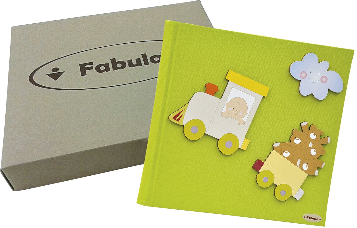 Fabula Linea Baby Trenino - Photo Album Vagone Orsetti - Formato cm 20x24 con Copertina 162 Verde e Applicazioni in Legno - 60 Pagine Avorio - cod. 164092