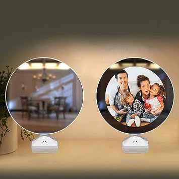 VEELU Makeup Mirror with Lights, Personalized Magic Mirror with Led Photo Frame Custom Picture Bedside Creative Gift for Her Girlfriend Christmas New Year Birthday Valentines Day