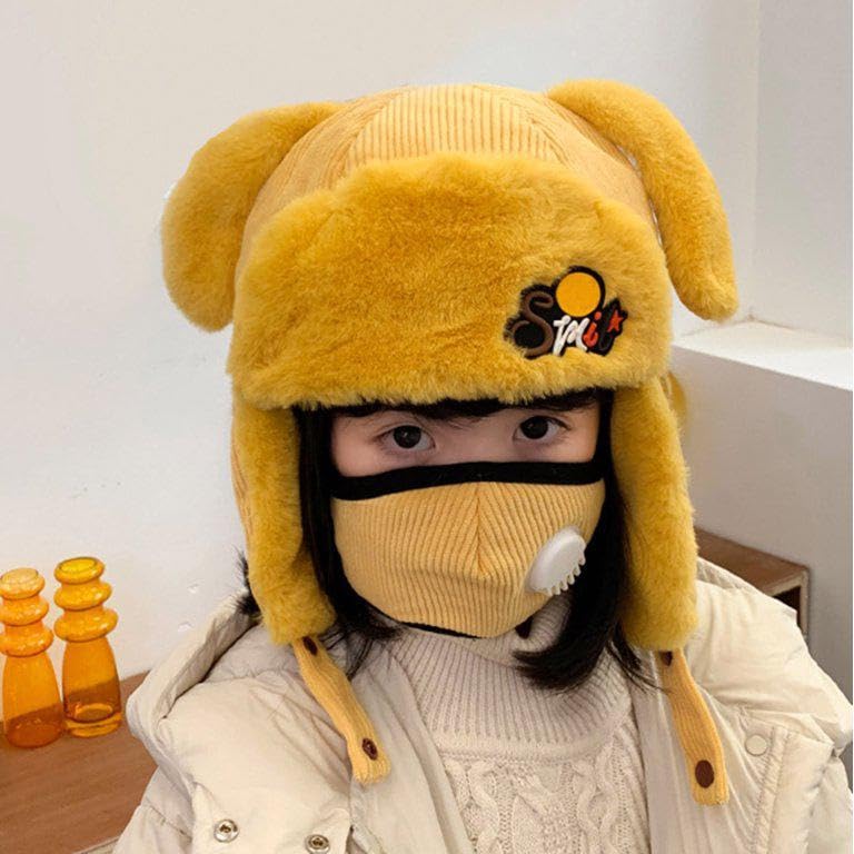 Malvina Unisex Kids Russian Hat Trapper Bomber Warm Trooper Ear Flaps Winter Ski Hat Cap Headwear,5-10 Years (Yellow) (Pack of 1) 4