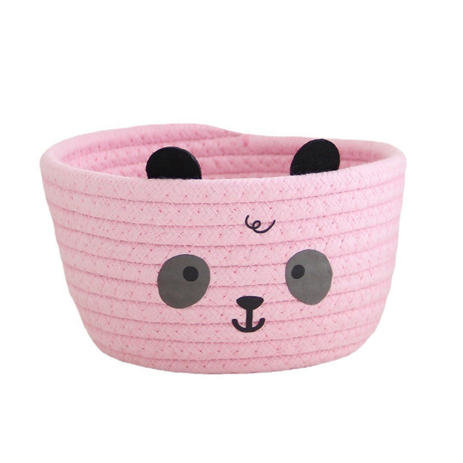 Uqezagpa Lovely Bear and Pandas Pattern Sturdy Cotton Rope Storage Basket Accessory for Toy Clothes Household Organizers Clothes Storage Solution