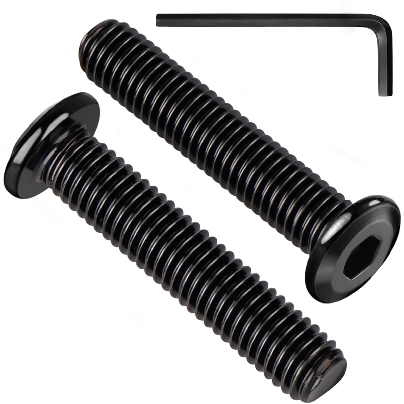 Krysay M8 x 50mm 15Pcs Flat Head Hex Socket Cap Screws Bolts,304 Stainless Steel 18-8 Bolts,Full Thread,Furniture,Bed,Chair Repairs,Black Zinc Plated(