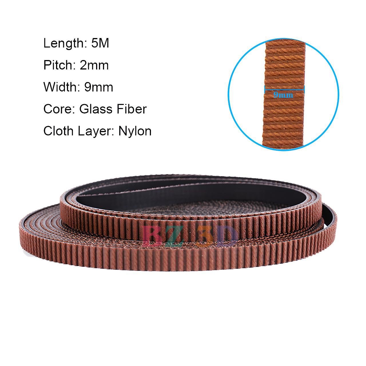 5 Meter GT2 Zahnriemen 9mm Breite,Teilung 2mm,GT2 Riemen 9mm,Upgrade mit Rutschfester,Verschleißfester Nylon-Zahnfläche GT2 Timing Belt für Voron 2.4 und andere 3D-Drucker.