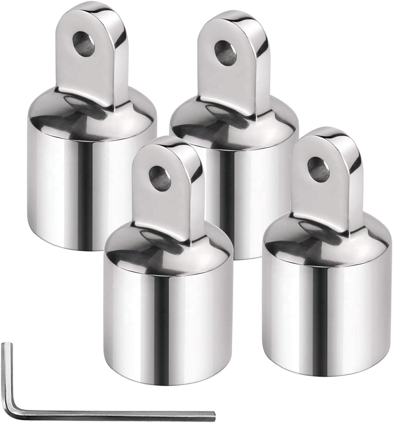 SHENGHUISS Bimini Top Cap Eye End Boat Fitting Stainless Steel 316 Round Tubing Marine Hardware with L Shape Hex Key
