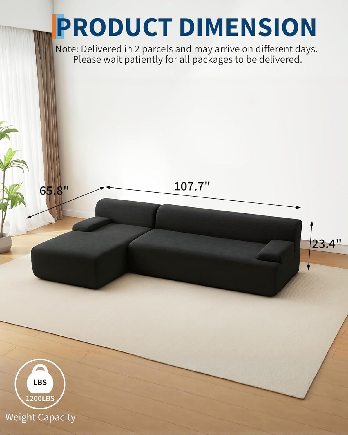 Superweiches Cloud Ecksofa Mit Chaiselongue – l-Förmiges Sofa, Tiefe Sitzfläche, Kein Aufbau Nötig