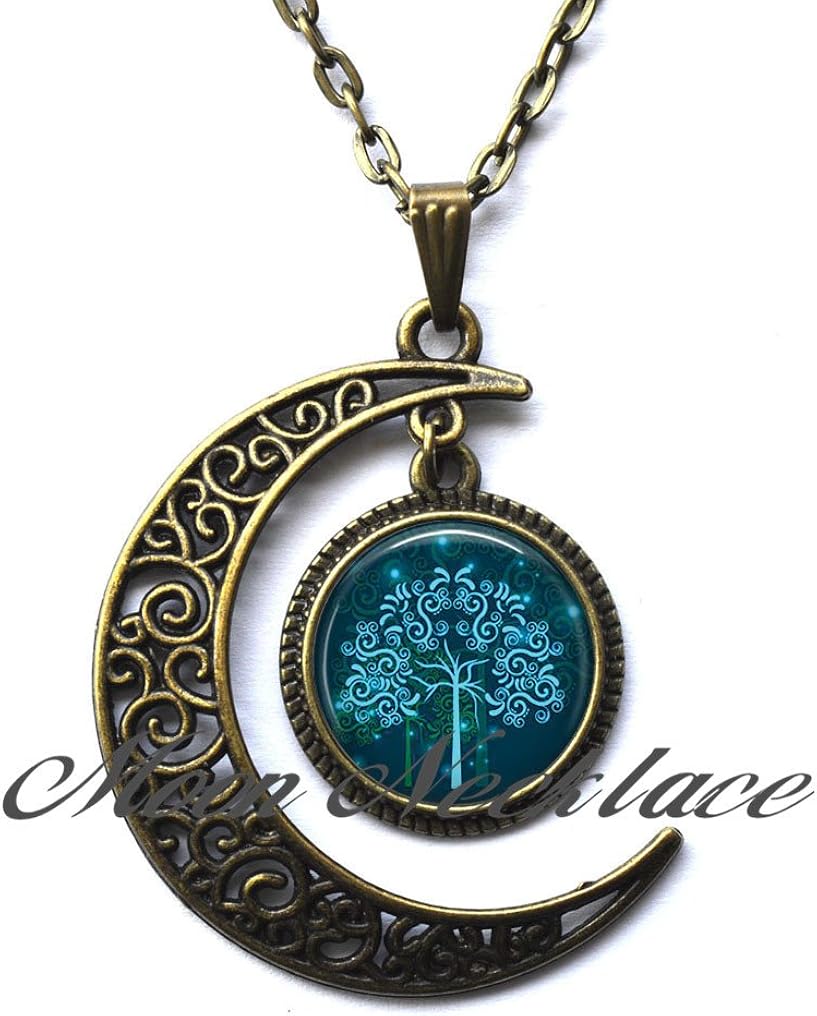 Media Luna Luna Collar, Collar, luciérnagas colgante de luciérnagas