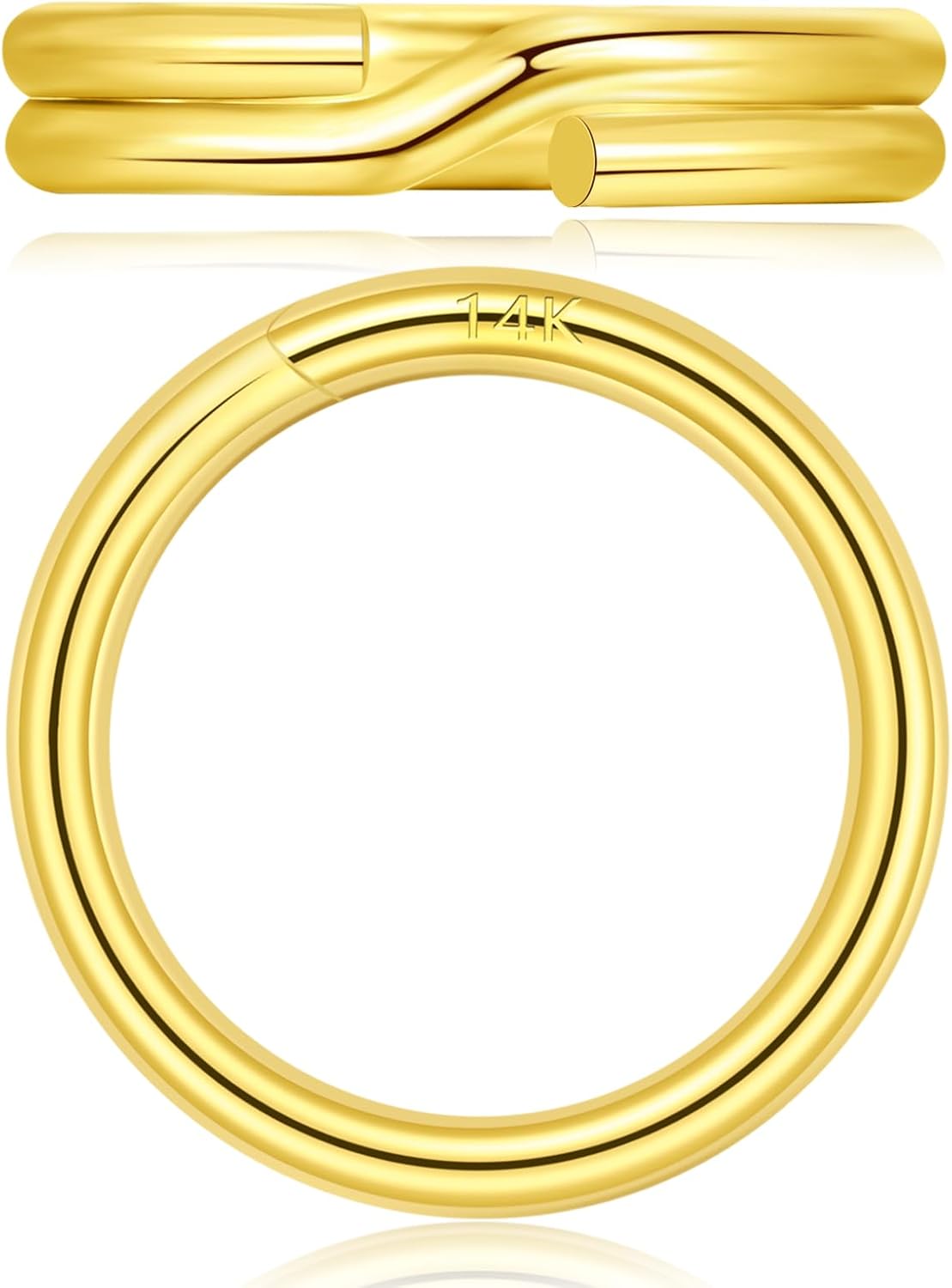 14K Solid Gold Split Ring OD=7mm ID=5.5mm 0.215 Grams AU585 Round Real Gold Key Ring 585 Jump Ring for Jewelry Making Qty=1 (14K Yellow Gold-7MM)