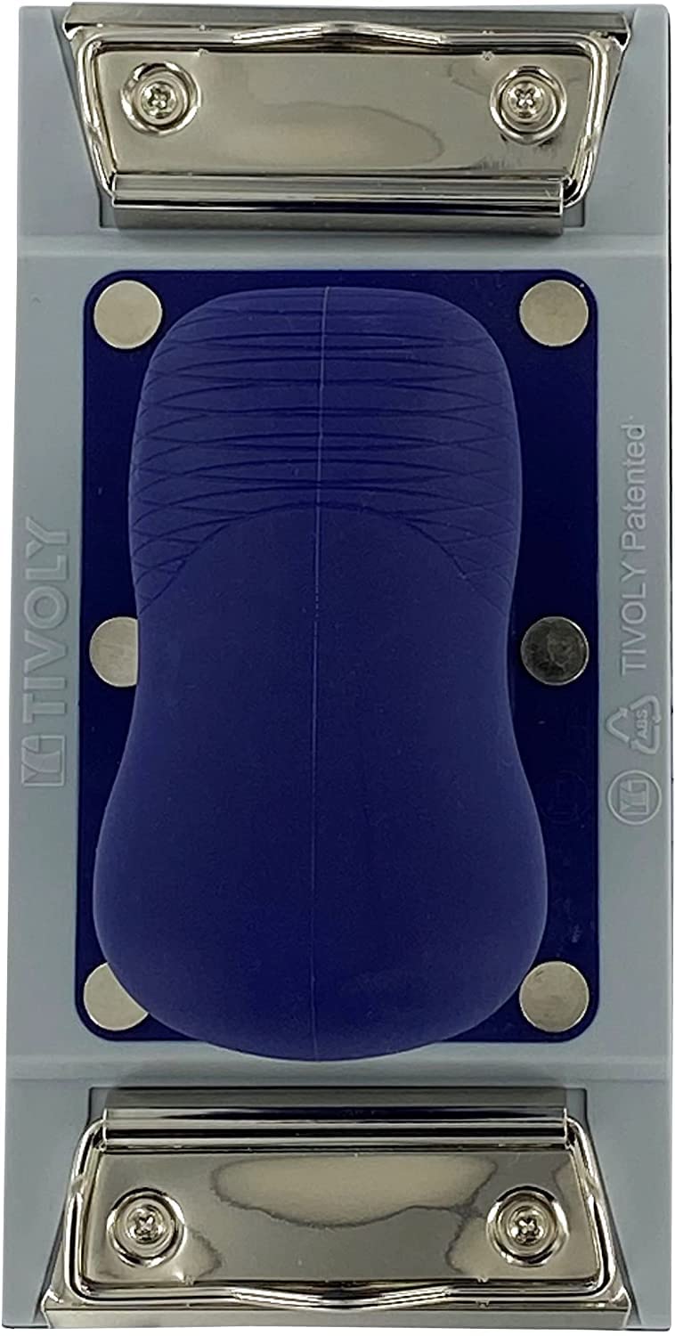 Tivoly XT101520001 - Blocco abrasivo rettangolare, 92 x 185 mm, con velcro e pinze, ergonomico, colore: Blu Grigio