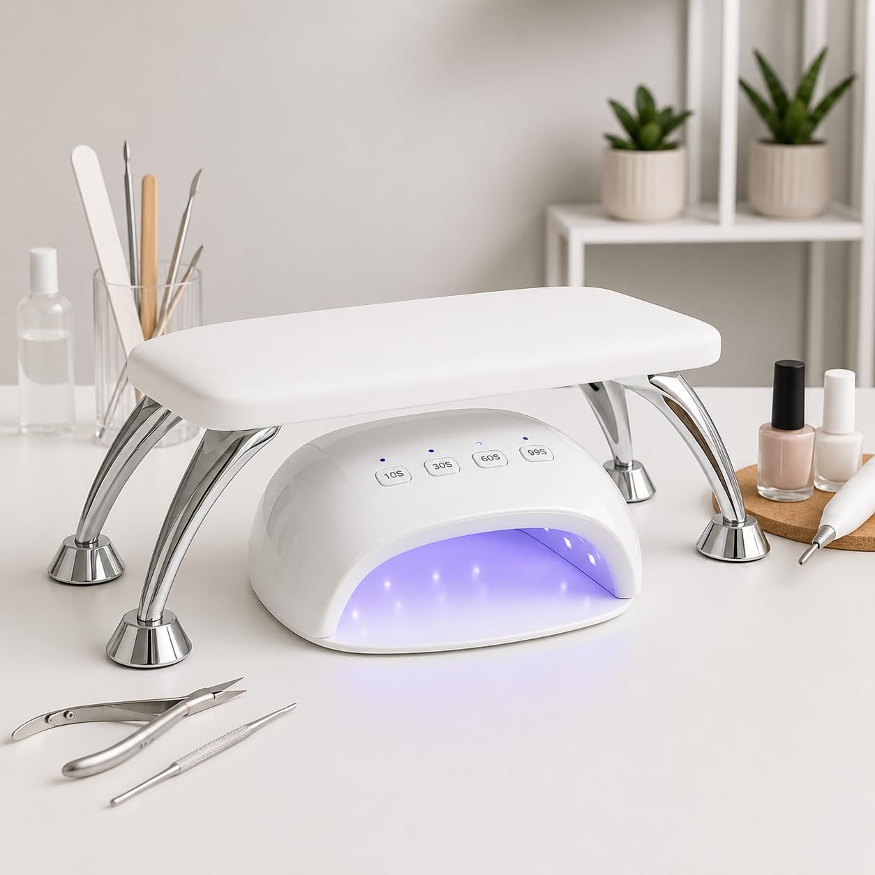 Poggiamani per Unghie in Similpelle Antiscivolo | Cuscino Morbido per Manicure con Supporto in Acciaio