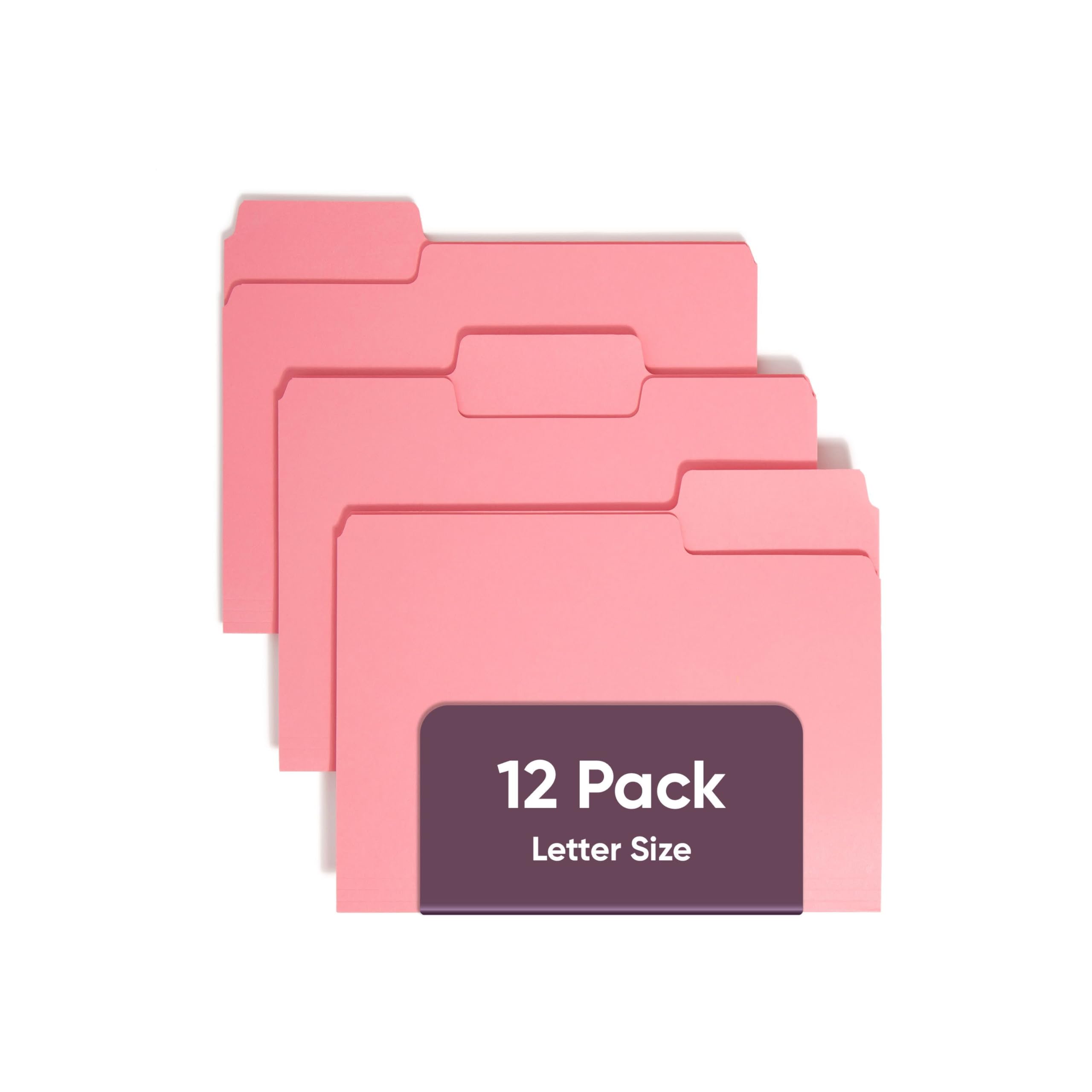 Smead SuperTab File Folder, Oversized 1/3-Cut Tab, Letter Size, Dark Pink, 12 per Pack (11819)