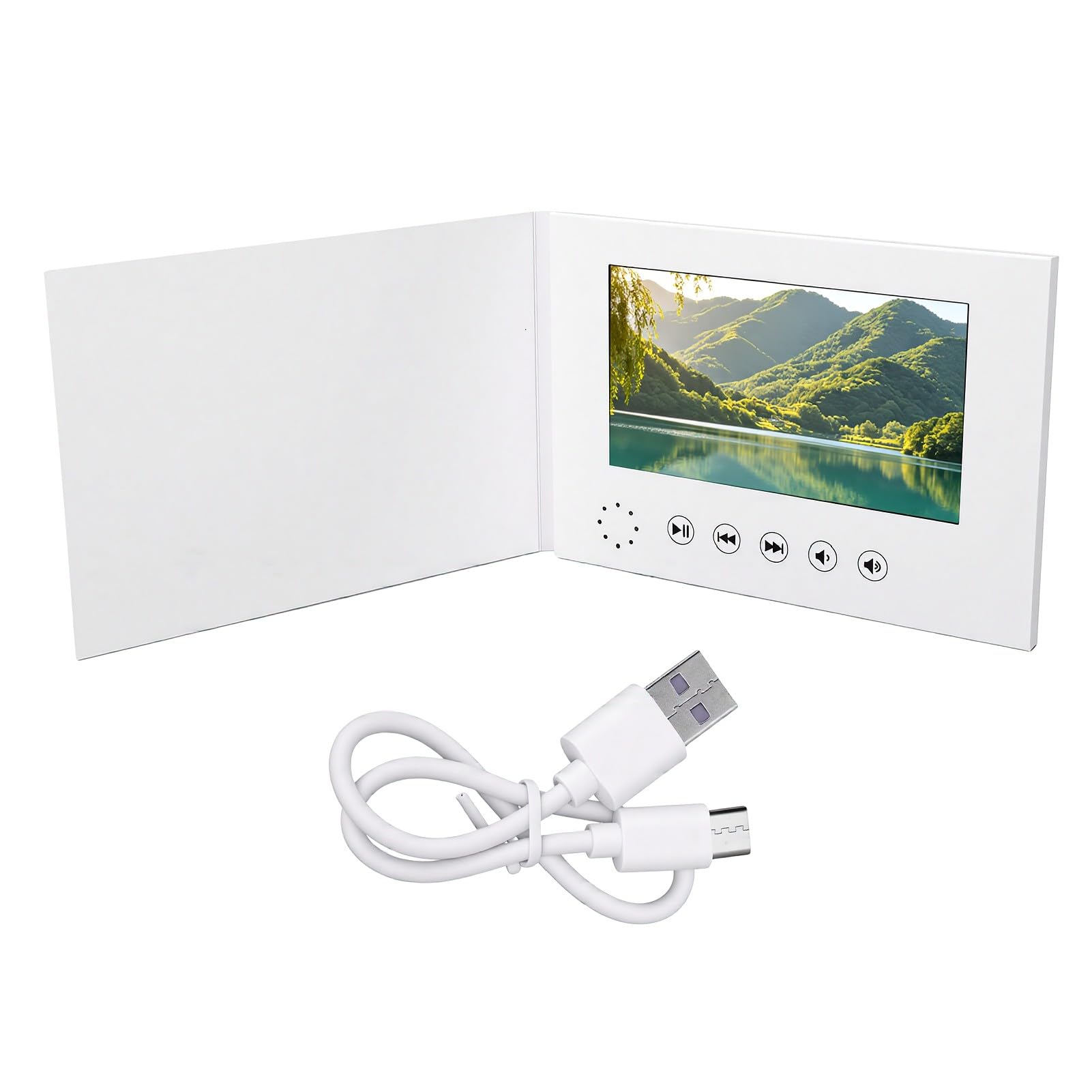 Karlak Tarjeta de Felicitación de Vídeo Electrónica 7 Pulgadas con Diseño Personalizable, Pantalla Vídeo Alta Definición 720P para Uso Personal y Marketing