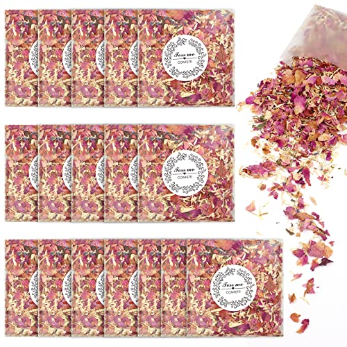 14 Packungen Natürliches Hochzeitskonfetti, Annhao Natürliches Blütenblatt biologisch abbaubar mit Mischung aus rosa Rose, Lavendelkorn, Ringelblumenblüten für Hochzeitsparty Dekoration