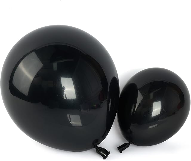 PartyWoo Black Balloons, 50 pcs Black Balloons Different Sizes Pack of 5 Inch and 12 Inch for Balloon Garland or Balloon Arch as Birthday Decorations, Wedding Decorations, Baby Shower Decorations