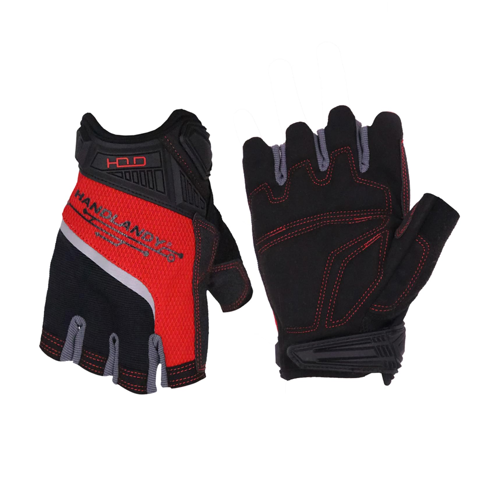 HANDLANDY Fingerless Work Gloves for Men, Half Finger Working Glove Grip Shock-Absorbing Breathable Uwrist TPR Anti-collision Gloves for Mens &amp; Women (XL)