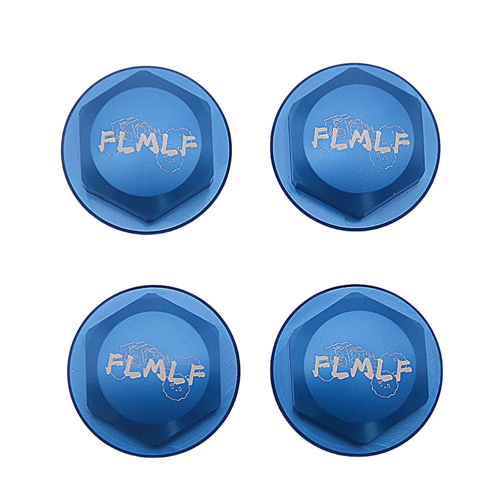 24mm CNC Metal Wheel Tire Adapter Front Rear Tyre Nut Cap 4pcs for 1/5 Scale TRAXXAS X-MAXX XMAXX 6S 8S Truck Rc Car Racing Toys Parts (Blue)