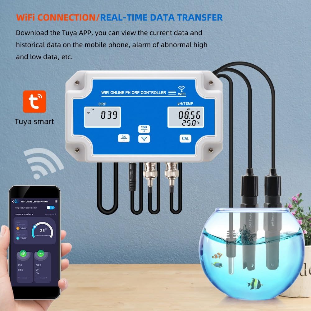 Smart WIFI Misuratore Online PH ORP Temp Acquario Tester di Qualità 'Acqua Kit Controller Monitor per Piscina Spa Spina Europea