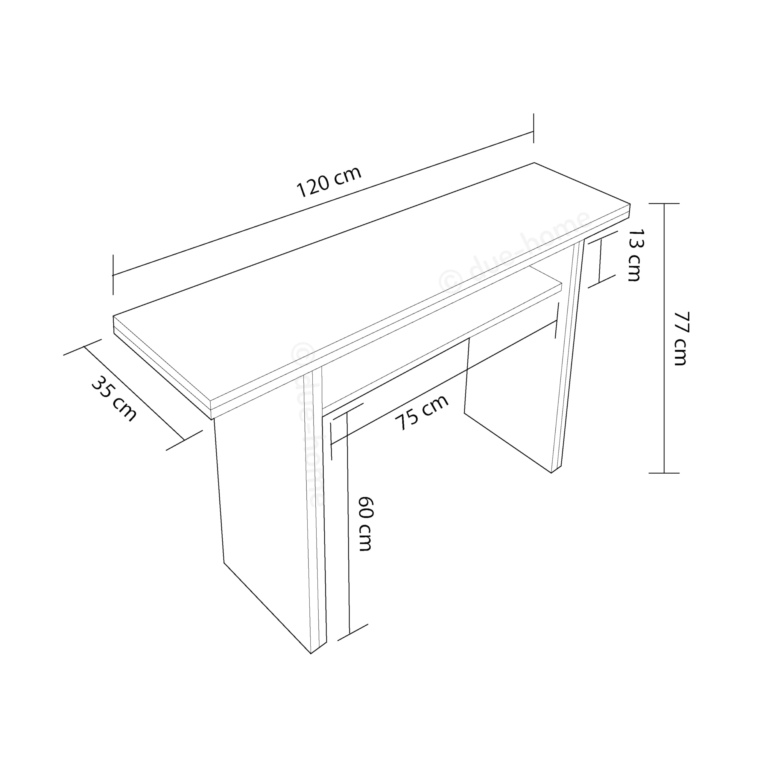 13Casa Granada B11 Tavolo consolle, Melamina, 120 x 35 x 75 cm