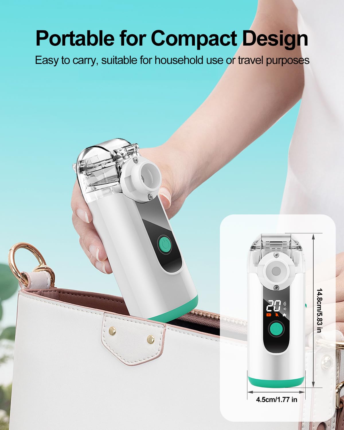 HITHINKMED Inhalateur Nébuliseur pour Adultes et Enfants, Aérosol portable silencieux aérosol silencieux, machine à aérosol à ultrasons adultes, 3 modes réglables, USB-C rechargeable avec affichage