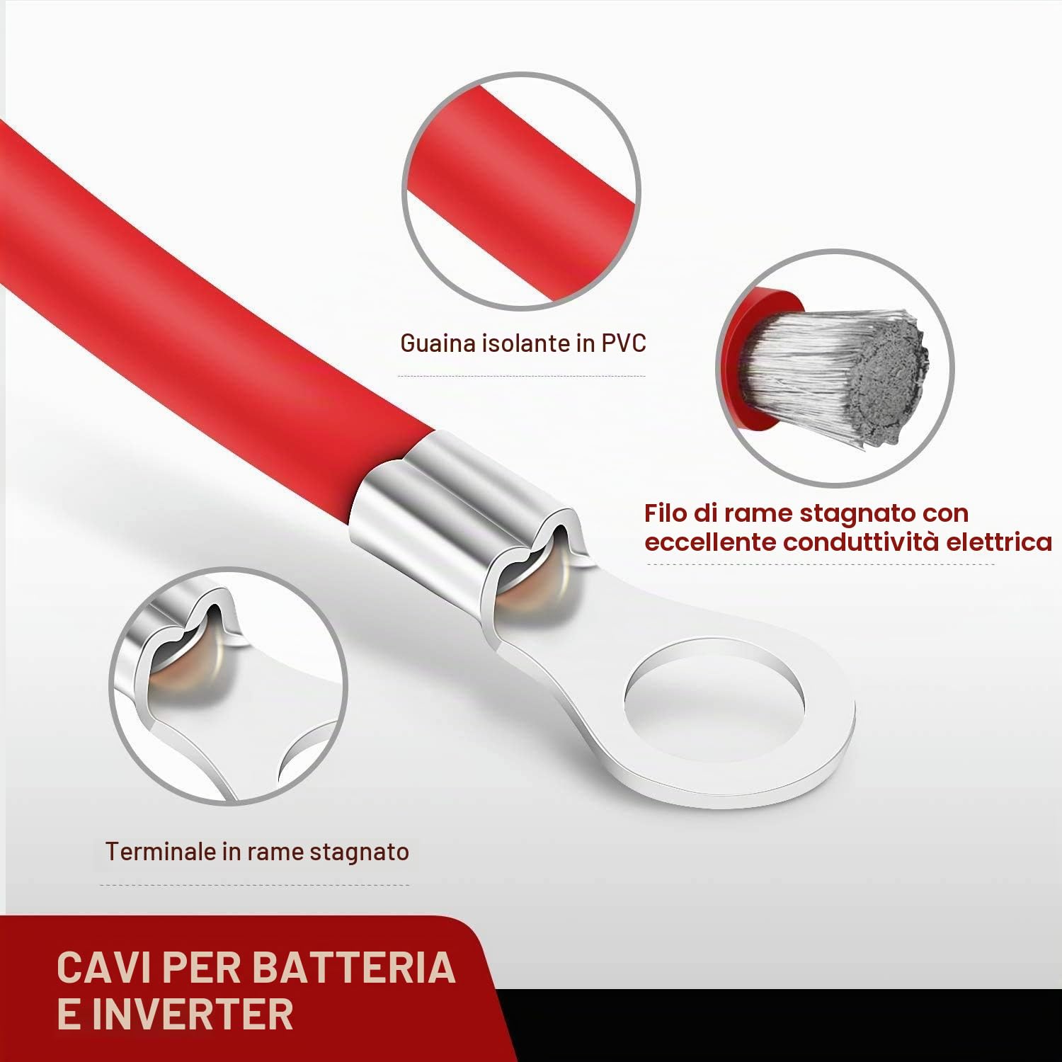 2 Pezzi 2AWG Cavo Batteria Kit,35mm² 34.5cm Cavi Inverter Batteria,Rosso e Nero Cavo Batteria con Occhielli,Cavo Cavi Rame Batteria Auto+1 Paio di Connettori di Batteria Terminali,per Energia Solare 2 Pezzi 2AWG Cavo Batteria Kit,35mm² 34.5cm Cavi Inverter Batteria,Rosso e Nero Cavo Batteria con Occhielli,Cavo Cavi Rame Batteria Auto+1 Paio di Connettori di Batteria Terminali,per Energia Solare