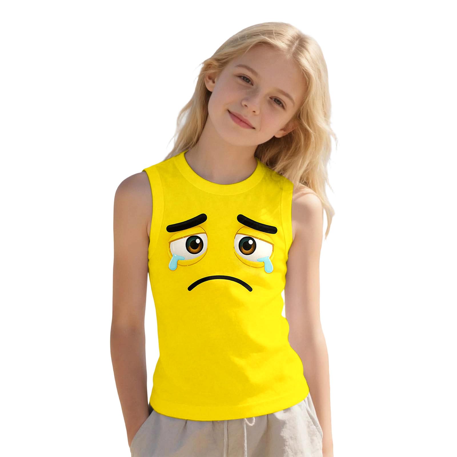 Generico Canottiera Bambina Canotta Senza Maniche con Stampa Cartoni Animati per Bambini Abbigliamento Casual Estivo Giocoso Traspirante