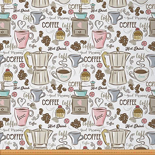 Tissu machine à expresso vintage imperméable rose beige 460x150cm pour nappe et ameublement