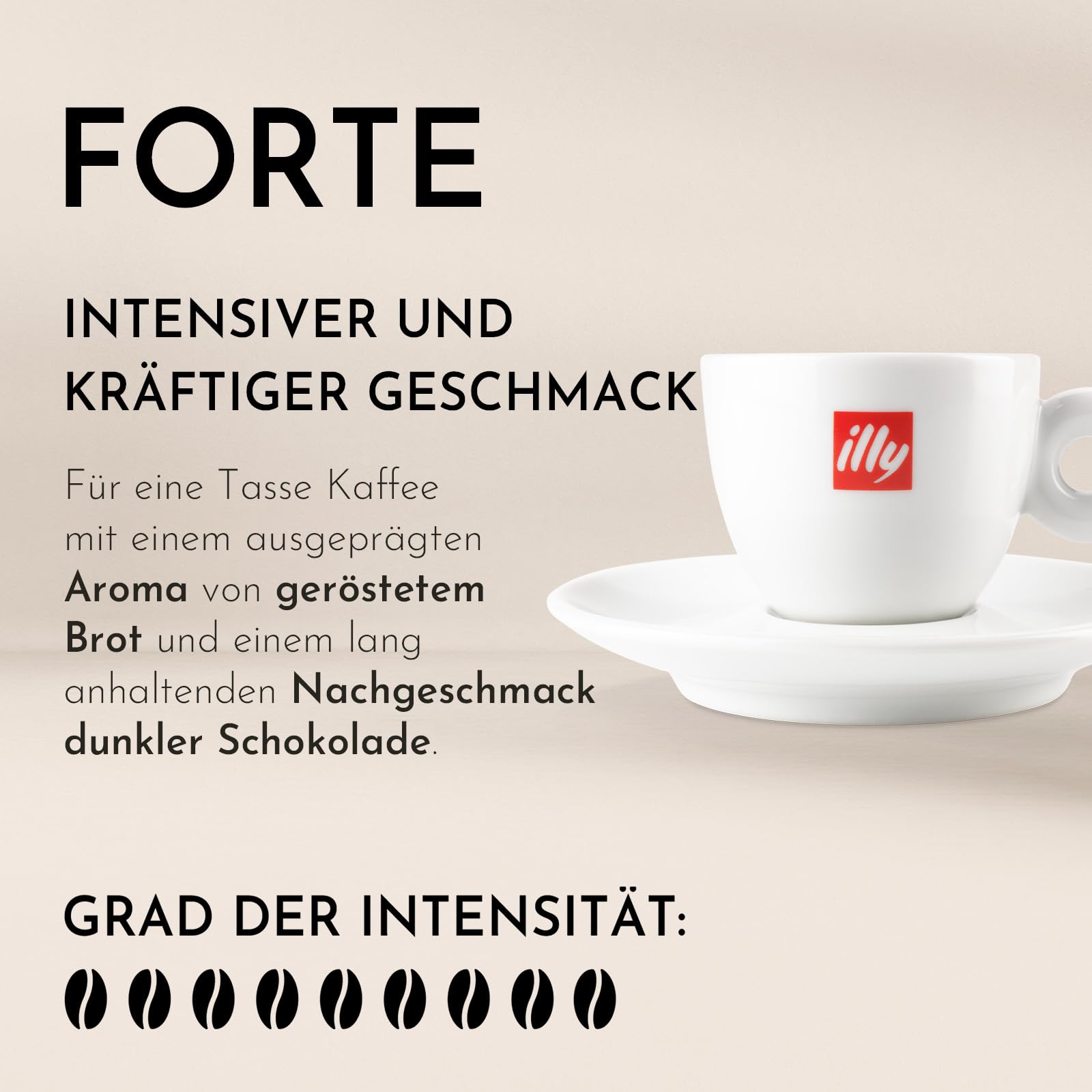 illy, Kaffee in E.S.E. Pads Einzeldosis FORTE, 216 kompostierbare Pads | 100% Arabica mit Intensivem Röstbrot-Aroma, Nachgeschmack von Dunkler Schokolade, 12 Packungen mit 18