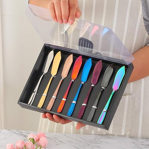 Vista 32 de Buyer Star Paquete de 8 cucharas doradas para café y espresso, acero inoxidable, lujosas, aptas para lavavajillas