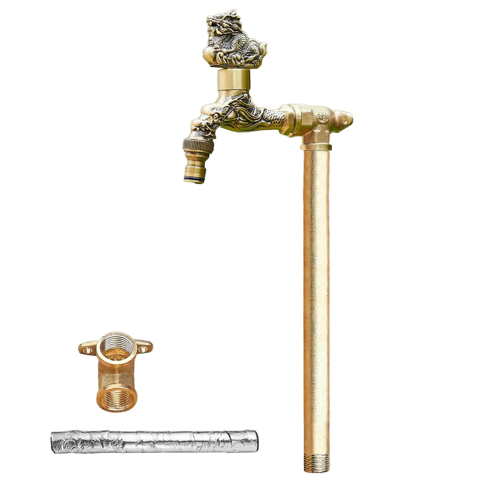 WOTZOV Faucet Water Column,Antique Outdoor Water Faucet - Floor Mounted Full Copper Garden Tap With Antifreeze Cotton, 39In Water Column For Durable Outdoor Use，100cm/39in