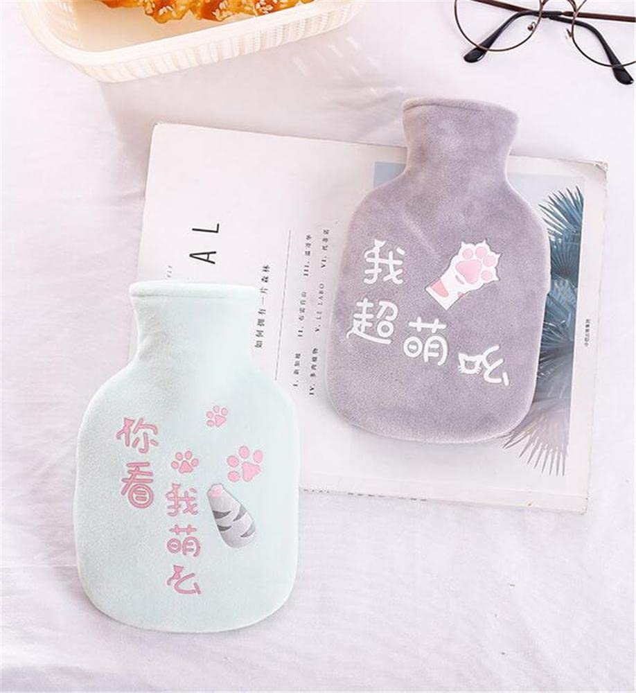 Borsa per acqua calda con copertura motivo zampa di gatto 350 ml in gomma per alleviare il dolore mani piedi più caldo regalo per donne ragazze - Mix - 3pc