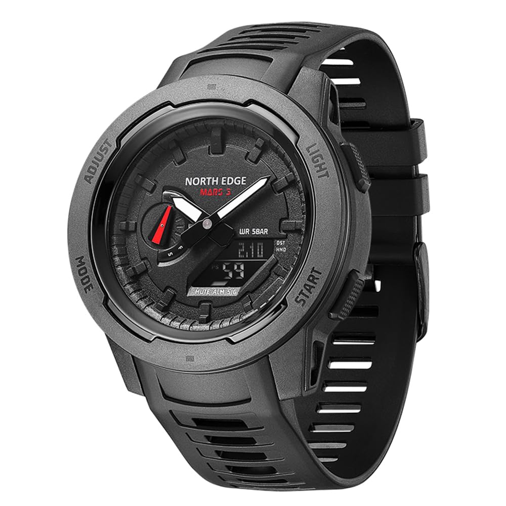 Domary Chronograf z Włókna Węglowego Cyfrowy Zegarek Sportowy 50M Podświetlenie LED Stoper Alarm Odliczanie Czas światowy Automatyczny Kalendarz z Lekkim Paskiem dla Mężczyzn Przygoda