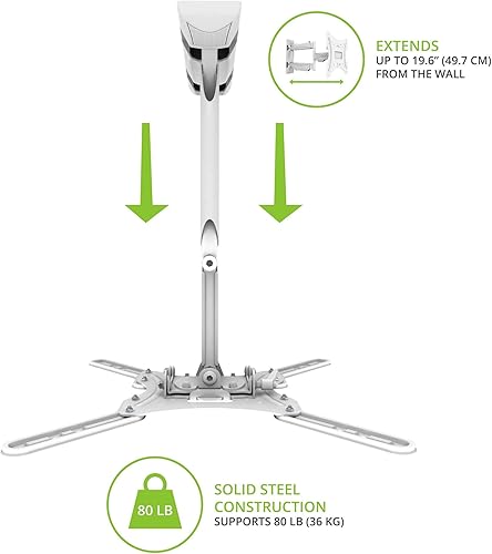 Miniatura 6 de Kanto Soporte de pared para TV de movimiento completo M300W para televisores de 26 a 55 pulgadas, brazo articulado con extensión de 19 pulgadas,
