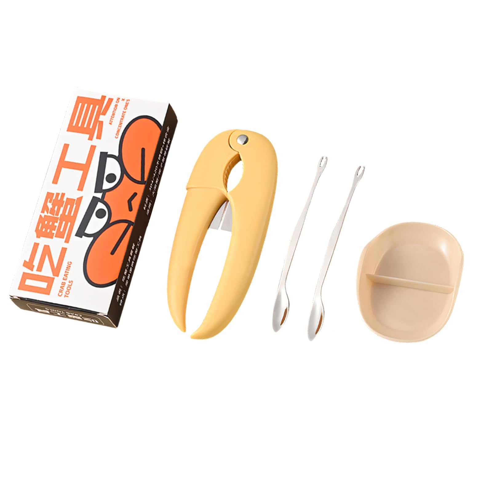 ZEPFJHE Stainless Steels Crabs Cracker and Meat Pick Set with Comfortable Nonslip Handle for Seafood Enthusiasts Simple Shrimp Utensils