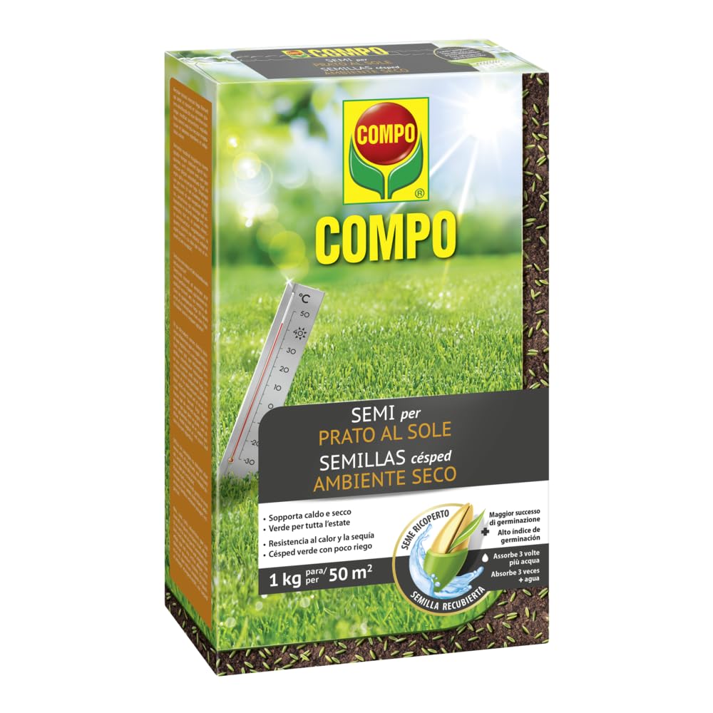 COMPO SEMI per Prato al Sole, Miscela Speciale, Seme Ricoperto, Germinazione Rapida, Per Prati Soleggiati, 1 kg