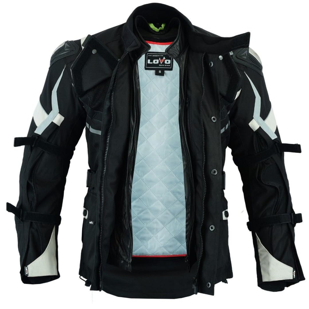 LOVO - Chaqueta Moto Tricapa 4 Estaciones Hombre - Chaqueta Moto Hombre con Protecciones para Verano e Invierno - Pensada para Ciudad, Carretera y Aventura - Cazadora Moto de Longitud 3/4