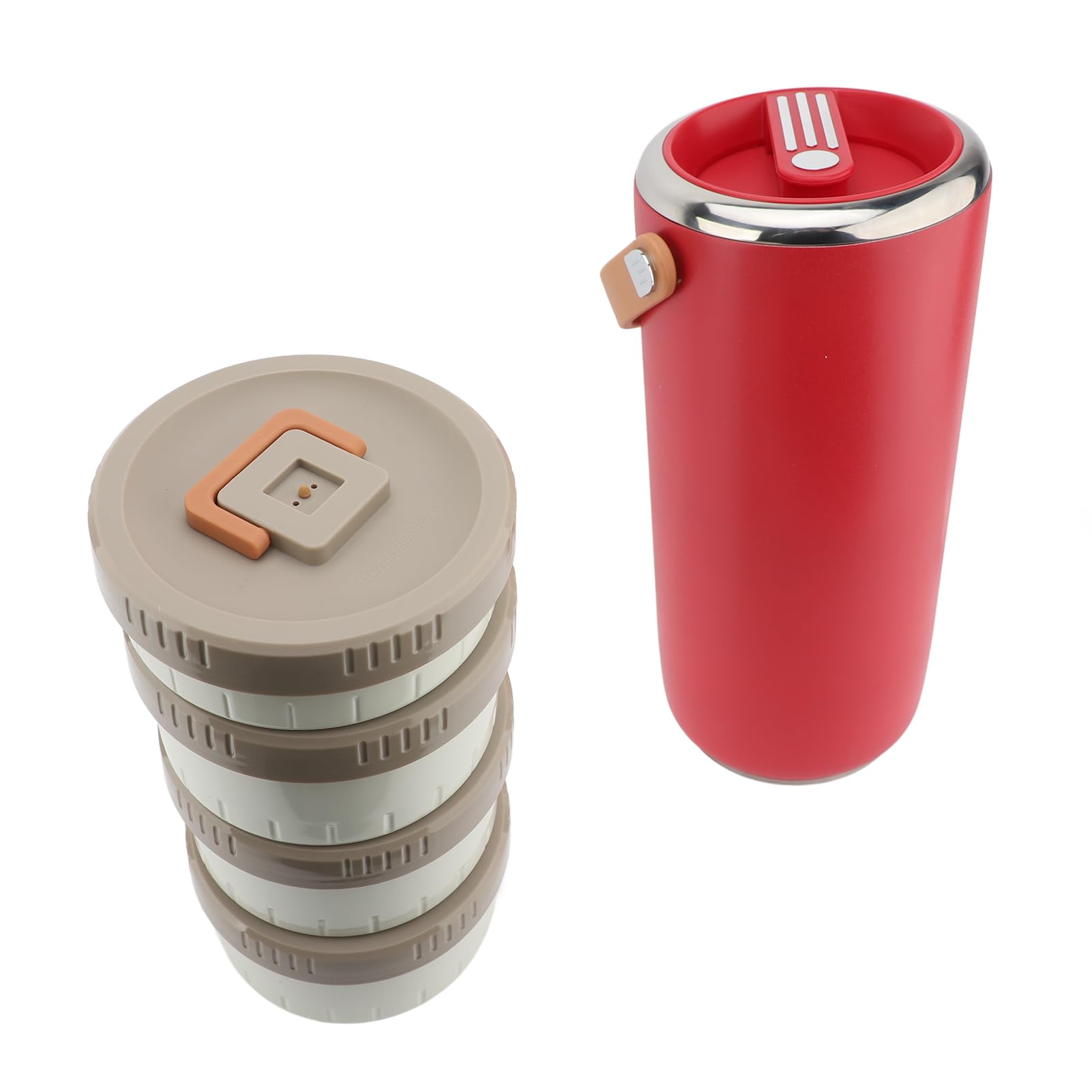 Pot Alimentaire isolé en Acier Inoxydable 3,4 L, Récipient (rouge) | Intérieur en Acier Inoxydable 304, Rétention de Chaleur de 6 à 8 Heures, Poignée Portable pour le Déjeuner, la Soupe et les