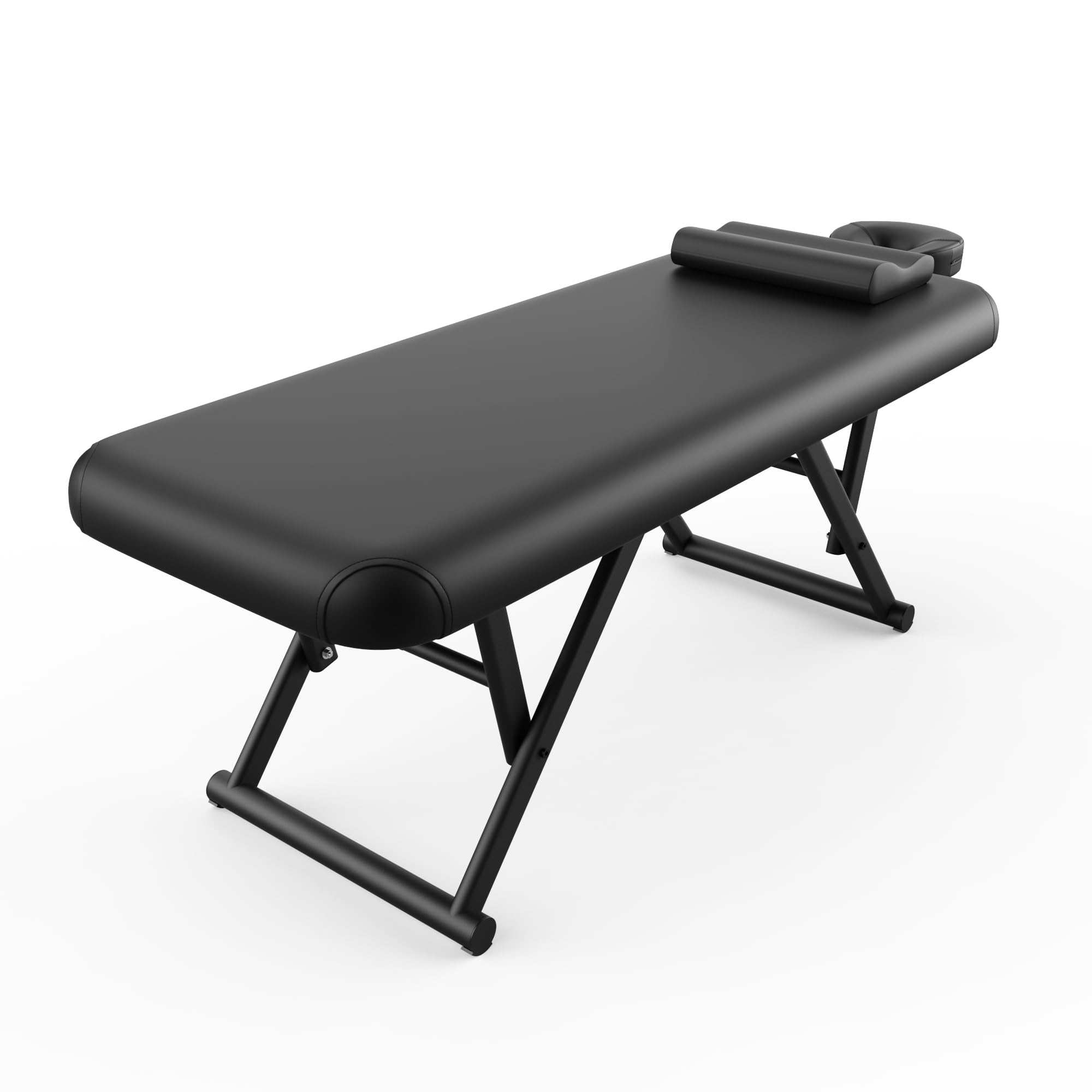pouseayar Adjustable Massage Table with Face Pillow & Headrest, Sturdy and Solid, Silent and Easy to Adjust - Fixed Backrest, Black