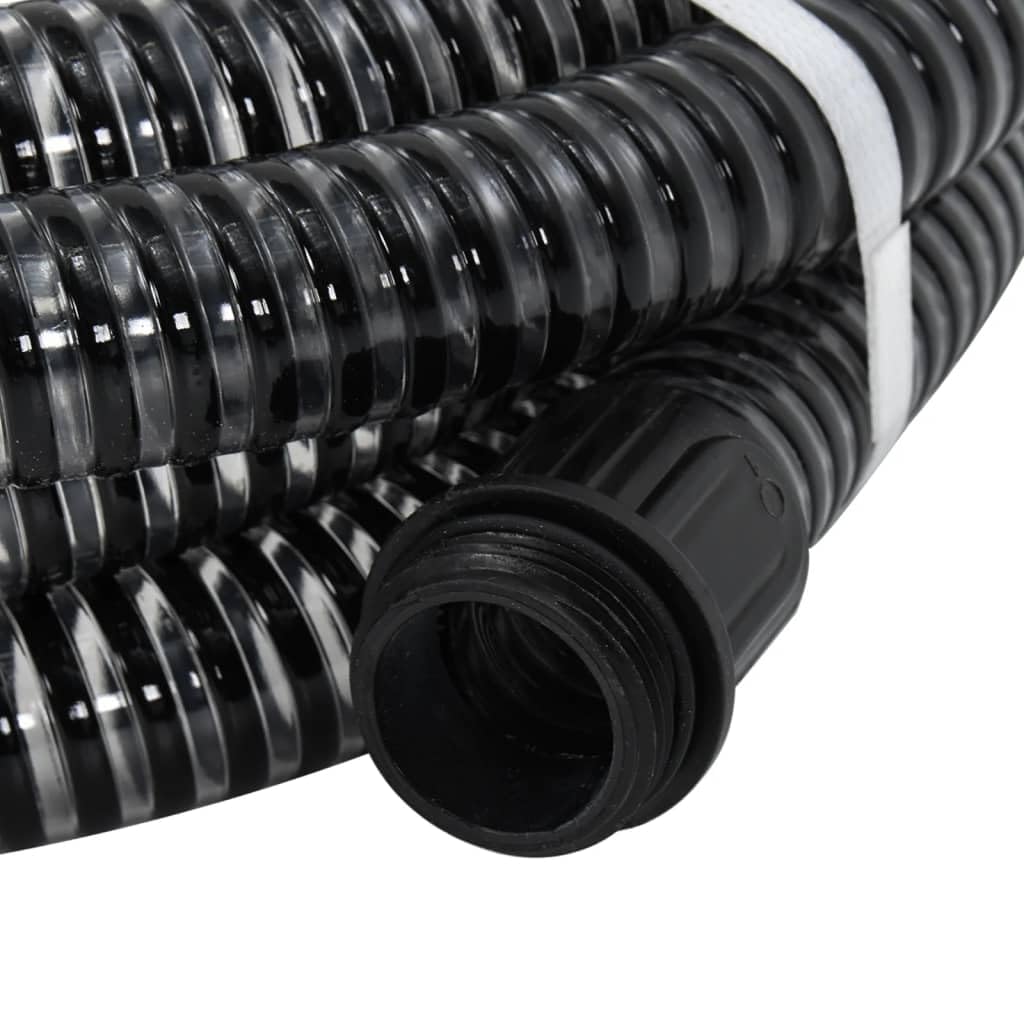 vidaXL Manguera de Succión, Manguera con Flotador Conectores de Latón, Manguera de Aspiración, Herramienta para Filtro de Agua, PVC Negro 29 mm 3 m