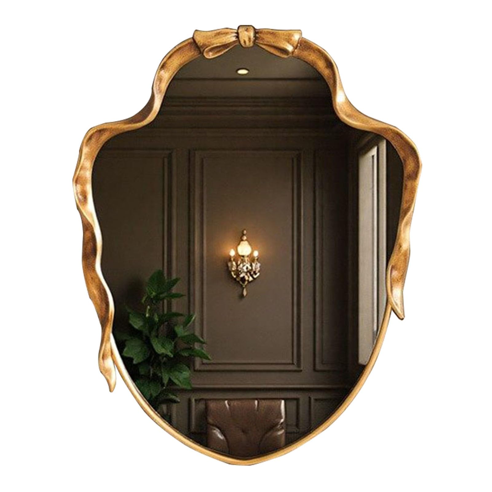 Espejo de Pared Antiguo de Estilo Vintage, Espejo Barroco para baño, Sala de Estar, Dormitorio, Chimenea, Pasillo (Dorado, 70 cm de Ancho x 90 cm de Alto)
