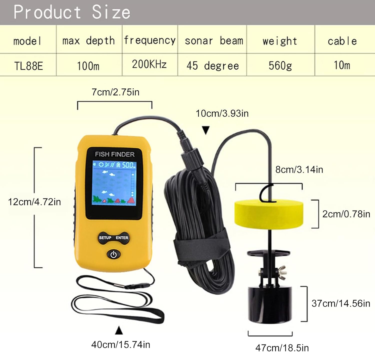 Fish Detectors Portable Finders with Depth Readout Alarm Handheld Sounders Sonar Alarm Sensors Fishing Tool Fishing Tool