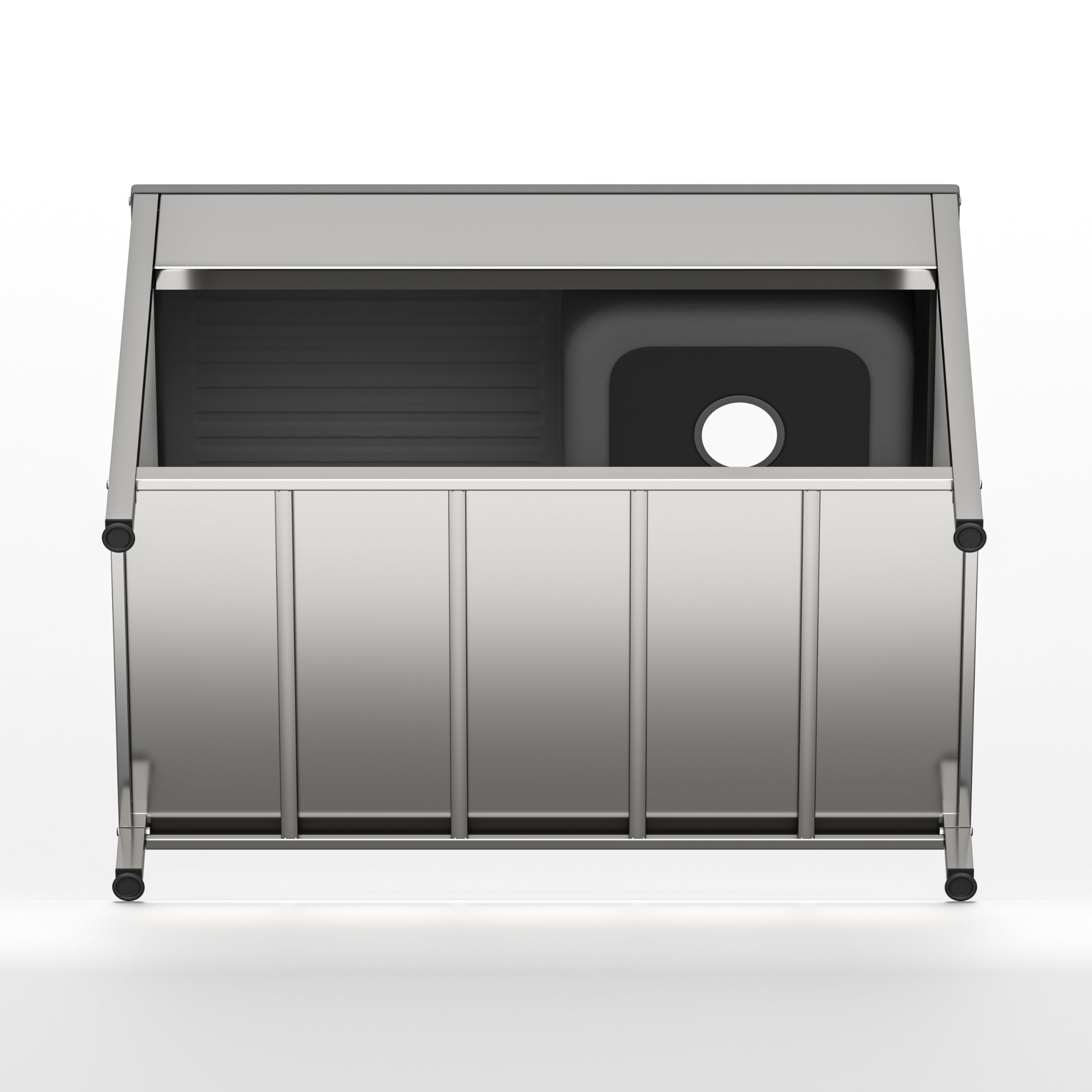 Fregadero Industrial Acero Inoxidable, 1 Seno con Escurridor, 1000x500x850 mm, Acabado Pulido Satinado, Ideal Hostelería y Cocina Profesional (Sin Grifo, Seno Izquierda)