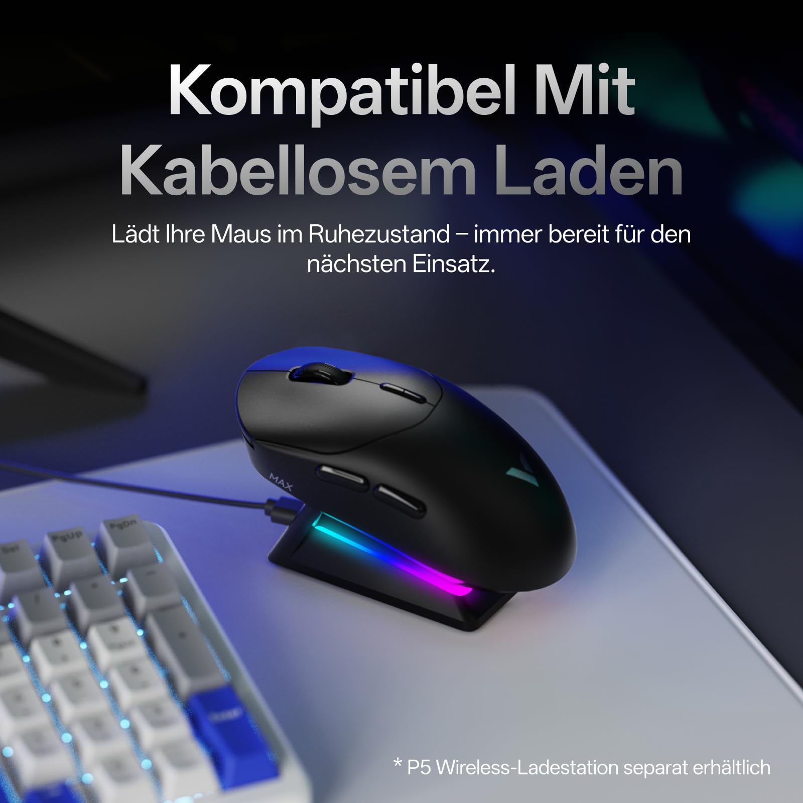 Rapoo VT2 MAX Kabellose Gaming-Maus 53g Ultraleicht PAW3950 30K DPI 8000Hz Abfragerate 750h Akku Schwarz