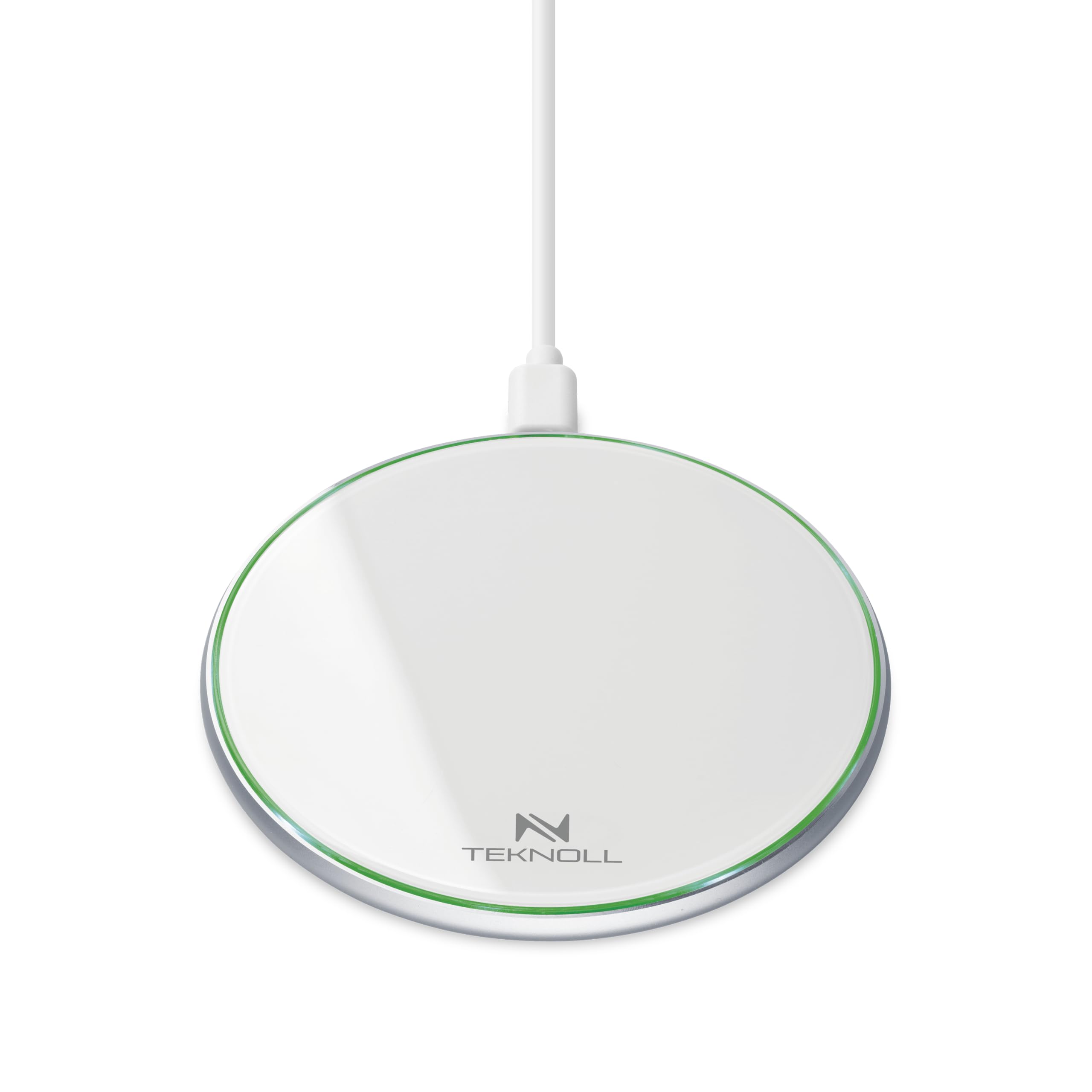 Caricatore Wireless 15W, Pad di Ricarica Rapida con LED Circolare Indicatore, Cavo USB-C 160cm Incluso, Compatibile con Smartphone Wireless, Design Ultra Sottile e Sicuro