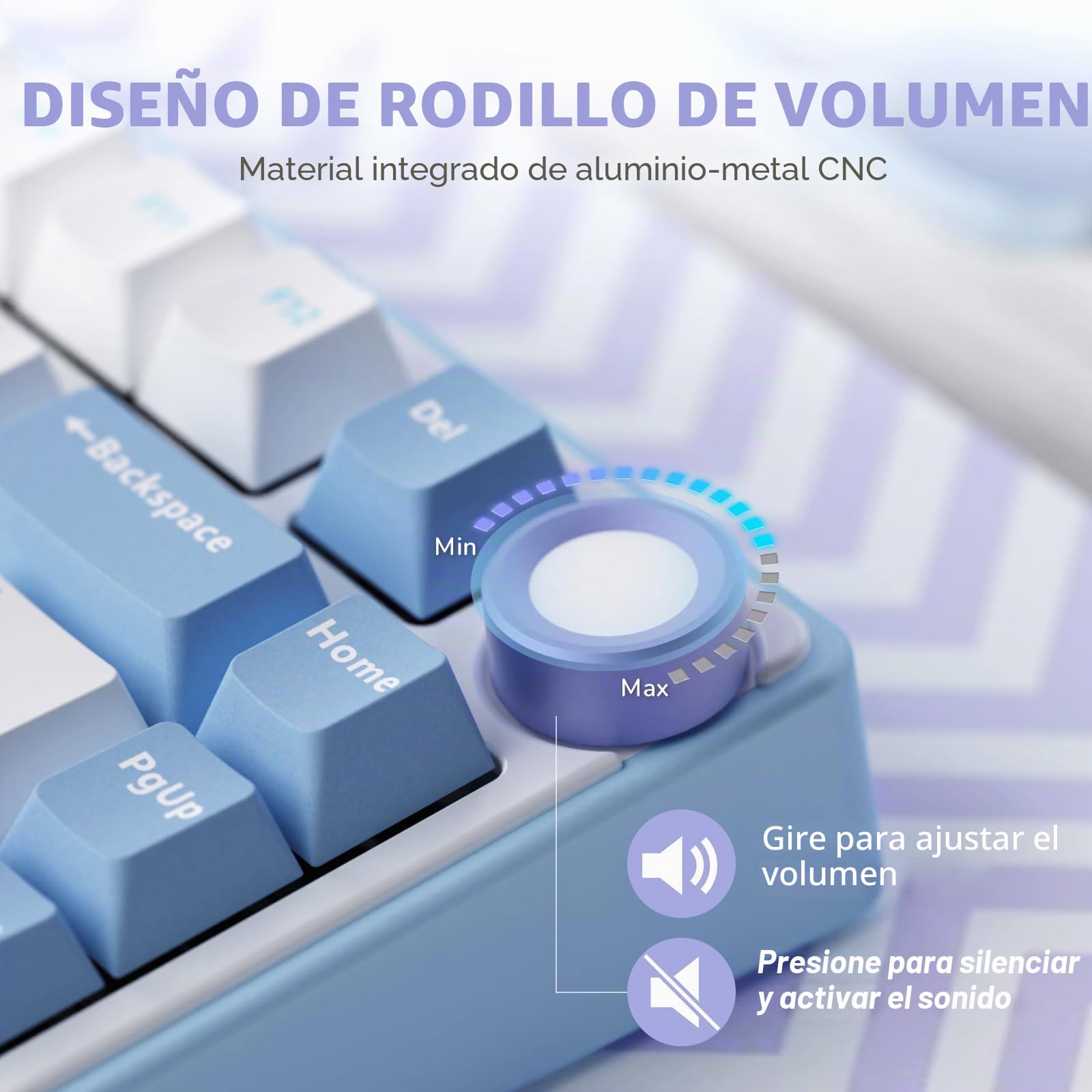 RK ROYAL KLUDGE Teclado mecánico R75 con cable con perilla Volum, 75% TKL Custom Gaming Keyboard Junta Montaje RGB retroiluminado con software, perfil de cereza, interruptor plateado intercambiable en